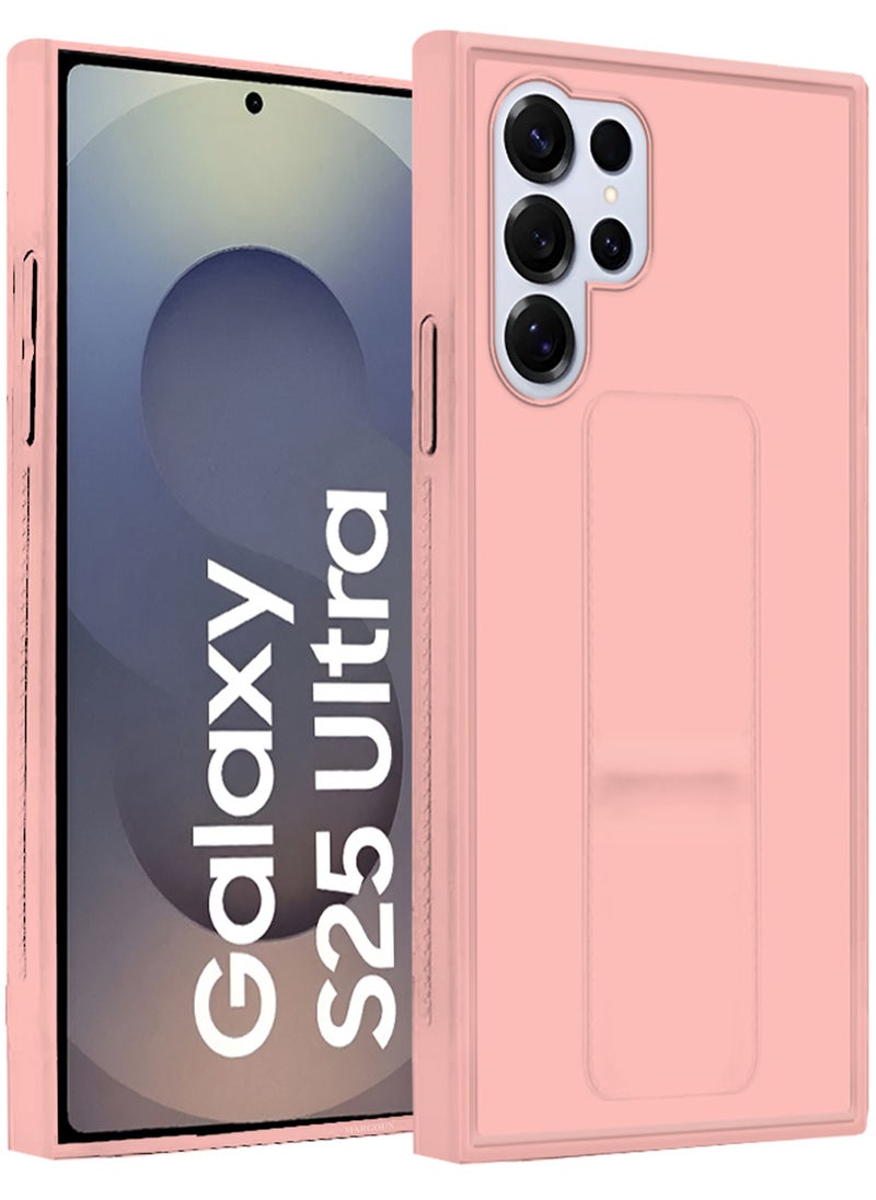 (for Samsung Galaxy S25 Ultra) 3Packs, Case Premium PU Leather with Stand Function, Shockproof and Anti Scratch Finger Grip Case Cover with 2 Shock Proof Screen Protectors / Pink
