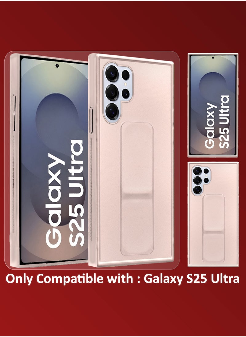 (for Samsung Galaxy S25 Ultra) 3Packs, Case Premium PU Leather with Stand Function, Shockproof and Anti Scratch Finger Grip Case Cover with 2 Shock Proof Screen Protectors / Gold