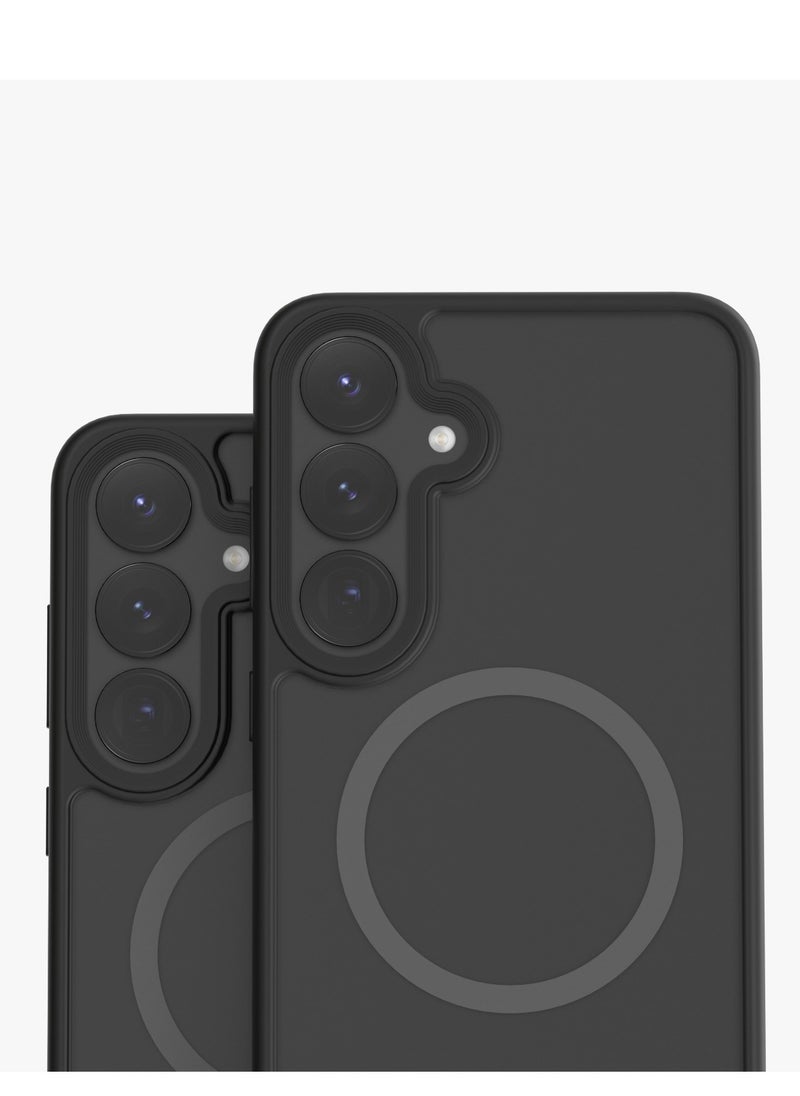 S25 Plus Magsafe Case Matteo with Bottom Stand Grip / Impact-Resistant Corners / Anti Fingerprint / Drop and Damage Protecting Cover - Black