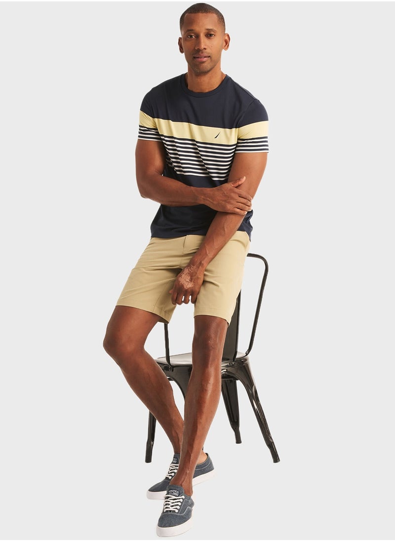 Men's Navy Striped Round-Neck T-Shirt – Comfy Polyester for a Trendy and Casual Wardrobe Refresh!