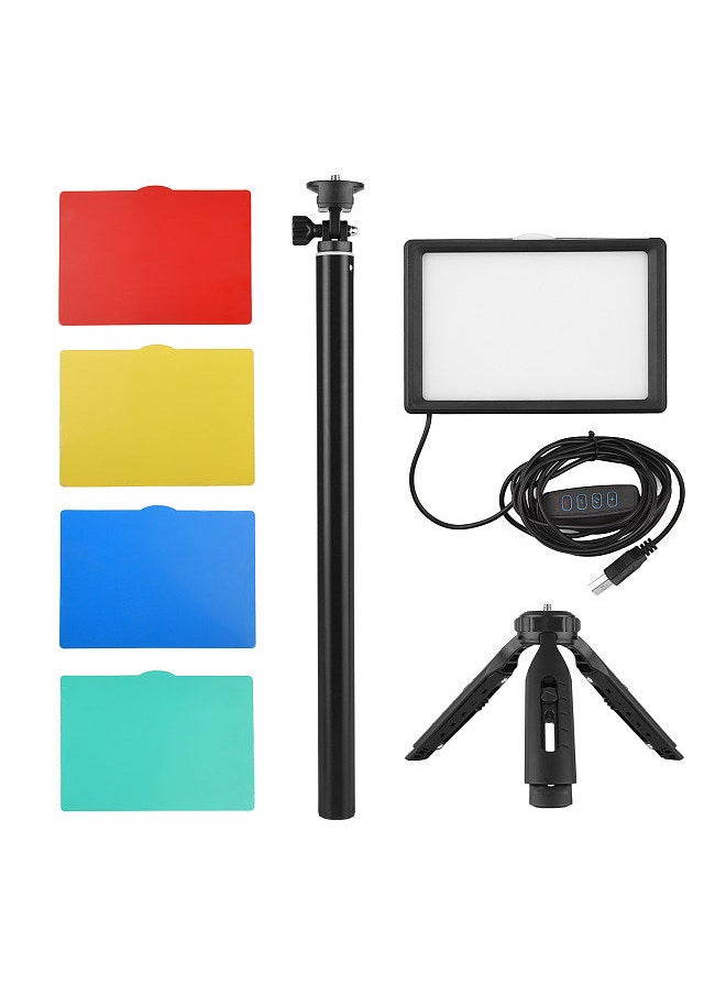 USB LED Video Light Kit Photography Lighting 3200K-5500K 120pcs Beads 14-level Dimmable with 148cm/58in Adjustable Height Tripod Stand 5pcs Filters Triple Cold Shoe Mount