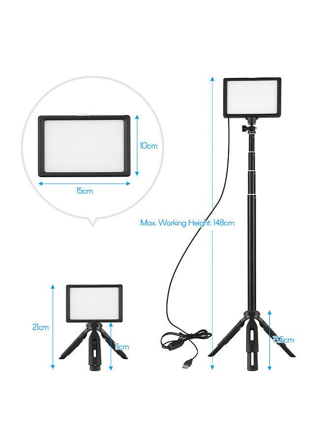 USB LED Video Light Kit Photography Lighting 3200K-5500K 120pcs Beads 14-level Dimmable with 148cm/58in Adjustable Height Tripod Stand 5pcs Filters Triple Cold Shoe Mount