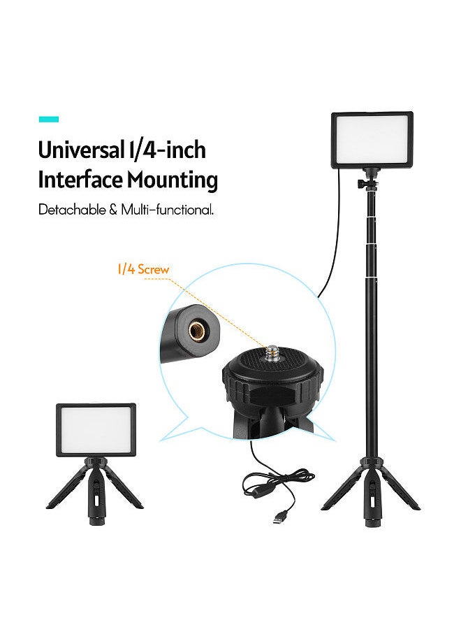 USB LED Video Light Kit Photography Lighting 3200K-5500K 120pcs Beads 14-level Dimmable with 148cm/58in Adjustable Height Tripod Stand 5pcs Filters Triple Cold Shoe Mount