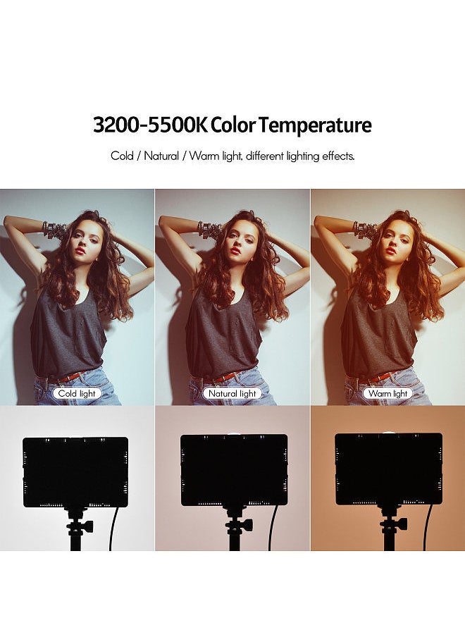 USB LED Video Light Kit Photography Lighting 3200K-5500K 120pcs Beads 14-level Dimmable with 148cm/58in Adjustable Height Tripod Stand 5pcs Filters Triple Cold Shoe Mount