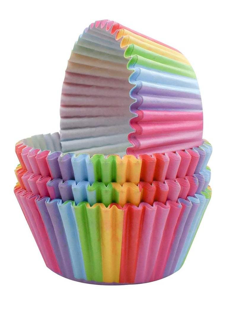 100 Pack Cupcake Baking Cups Rainbow Cupcake Liners Standard Size Rainbow Muffin Liners for Birthday Party Wedding Cake Paper Cup Colorful Cupcake Wrappers Food Grade Greaseproof Paper Muffin Liner