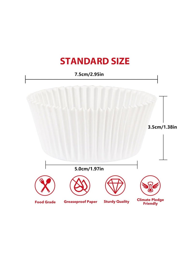 Standard White Cupcake Liners for Baking 200 Counts - Caperci Greaseproof Muffin Baking Cups for Wedding Birthday Party Baby Shower Festivals (White)