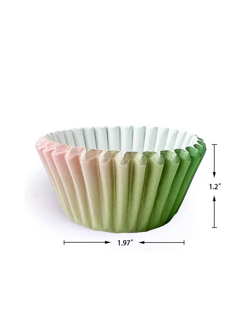 qiqee 300PCS Standard Gradient Cupcake Liners Cupcake Cups 6 Designs Blue Pink Gradient Cupcake Papers Baking Cups Cupcake Wrappers (Medium Size)