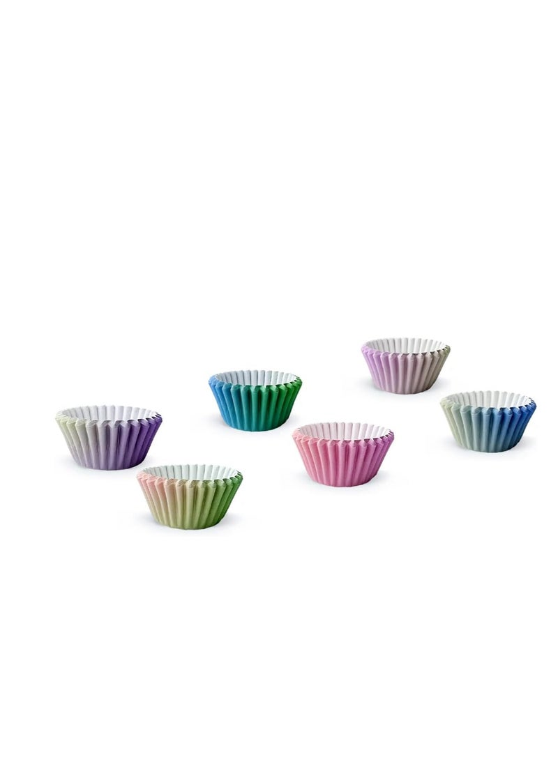 qiqee 300PCS Standard Gradient Cupcake Liners Cupcake Cups 6 Designs Blue Pink Gradient Cupcake Papers Baking Cups Cupcake Wrappers (Medium Size)