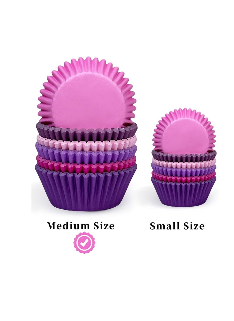 Grease-Resistant Pink Mini Cupcake Liners 200 Counts - Heavy Duty Paper Muffin Baking Cups, Odorless, No Muffin Pan Needed, Easily Peels Multicolor