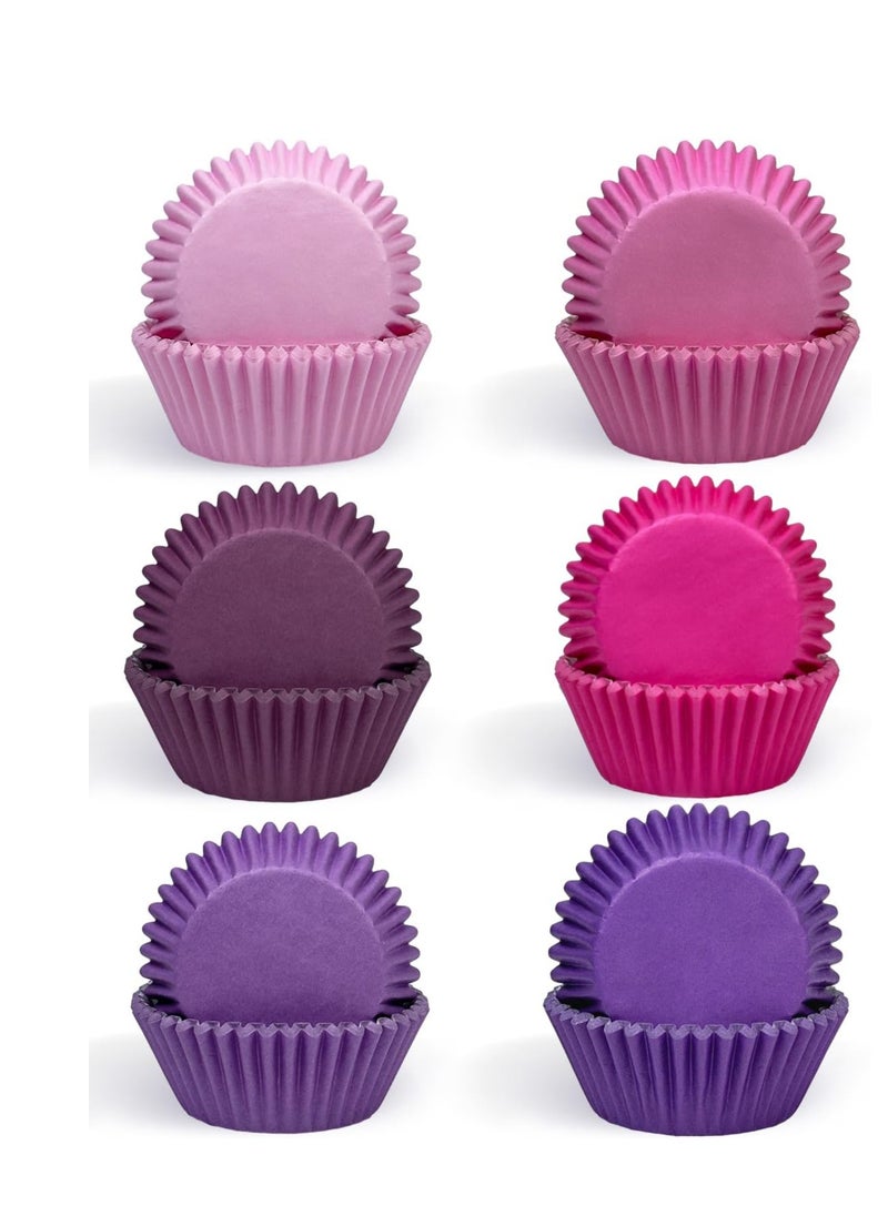 Grease-Resistant Pink Mini Cupcake Liners 200 Counts - Heavy Duty Paper Muffin Baking Cups, Odorless, No Muffin Pan Needed, Easily Peels Multicolor