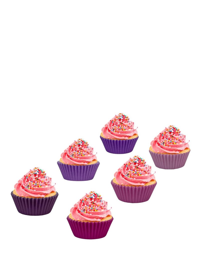 Grease-Resistant Pink Mini Cupcake Liners 200 Counts - Heavy Duty Paper Muffin Baking Cups, Odorless, No Muffin Pan Needed, Easily Peels Multicolor