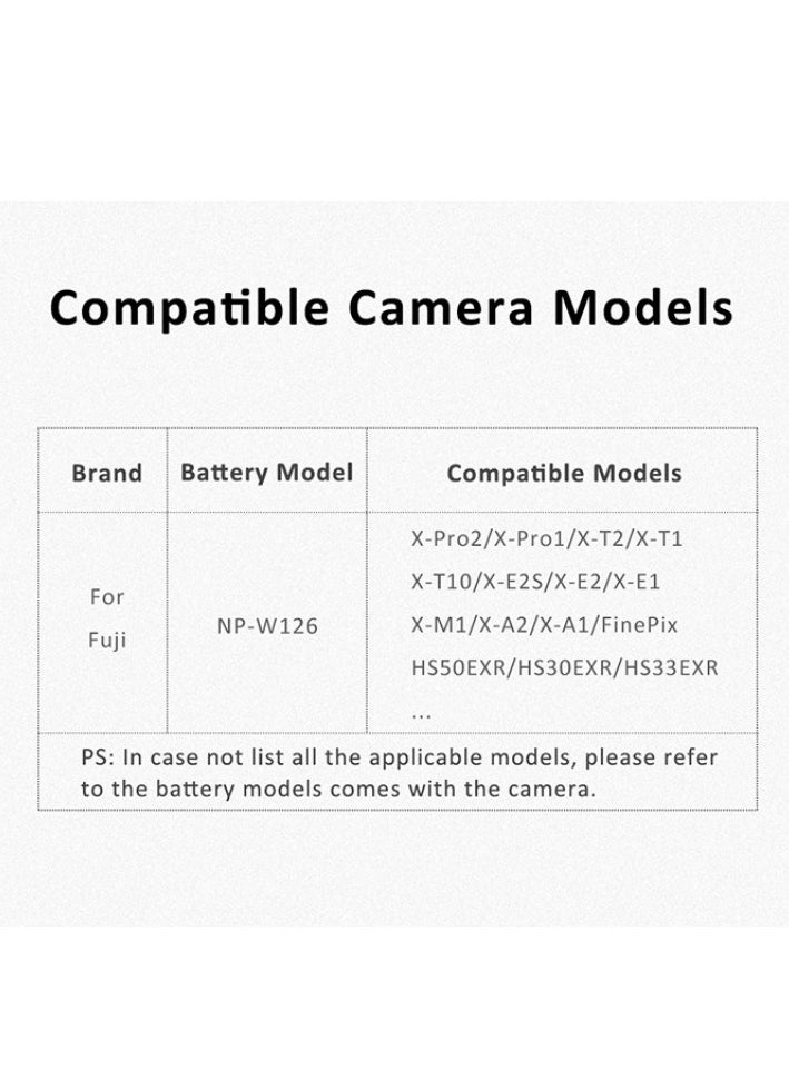 KingMa NP-W126 Battery 7.2V 1140mAh For FUJIFILM NP-W126 Battery XT2 XT10 XT20 XT30 XT100 XH1 X100F XA2