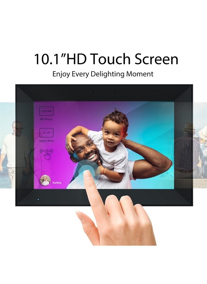 Digital Photo Frame 10.1 Inch WiFi Digital Picture Frame IPS HD Touch Screen Smart Cloud Photo Frame with 16GB Storage, Auto-Rotate, Easy Setup to Share Photos or Videos Remotely via AiMOR APP (Black)