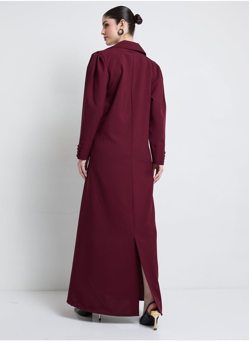 Elegant Blazer Abaya with Button Detail