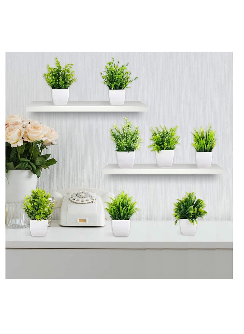 Artificial Potted Plants, 8 Pack Artificial Plastic Eucalyptus Plants Small Indoor Potted Houseplants, Small Faux Plants for Home Decor Bathroom Office Farmhouse (Set 0F 8)