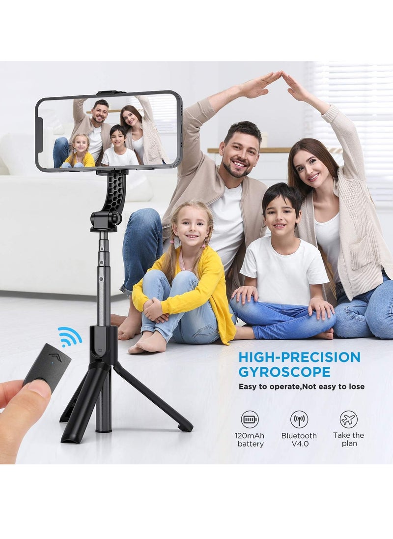 Gimbal Stabilizer for Smartphone Stabilizer Selfie Stick Tripod with Wireless Remote, 360° Automatic Rotation and Smart Gesture Switching, Suit for All Cell Phone