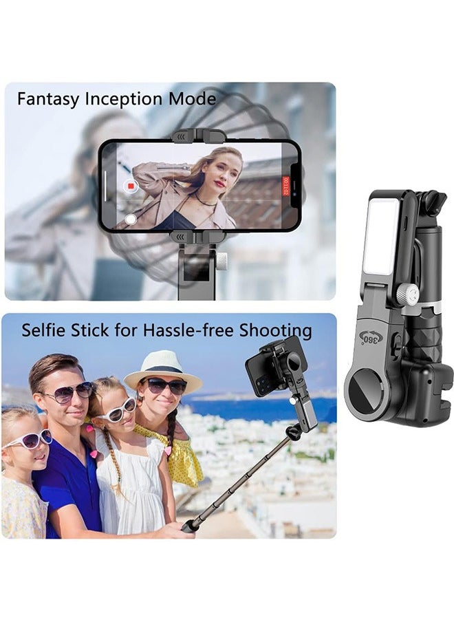 Gimbal Stabilizer for Smartphone with Extendable Selfie Stick and Tripod, 3 Axis Selfie Stick Tripod with Face Tracking, 360° Rotation, 4 in 1 Portable Phone Tripod, Auto Balance for iPhone/Android