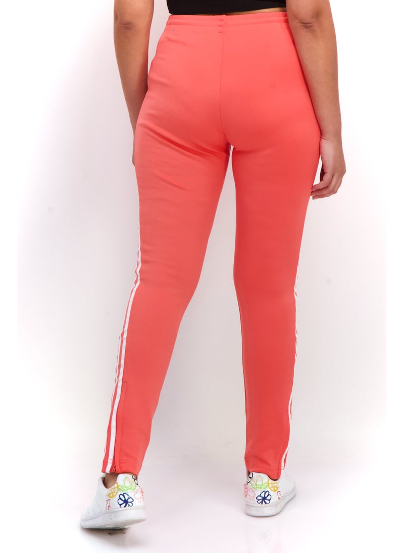 Women Slim Fit Sportswear Track Pants, Pink/White