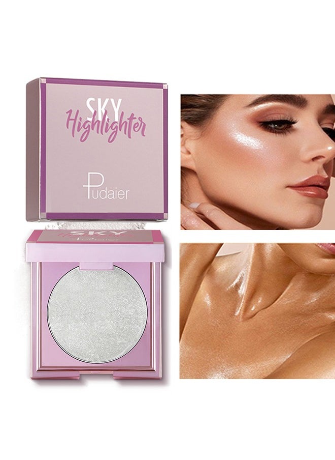 Sky Highlighter, Powder Shimmering Glitter Long Lasting Waterproof Contouring Smooth Silk Fine Natural Illuminator for Nose Eye Face Body to Brighten Skin 8G  #01