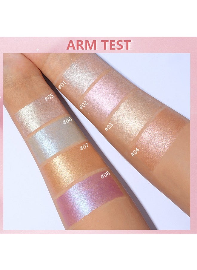 Sky Highlighter, Powder Shimmering Glitter Long Lasting Waterproof Contouring Smooth Silk Fine Natural Illuminator for Nose Eye Face Body to Brighten Skin  8G #02