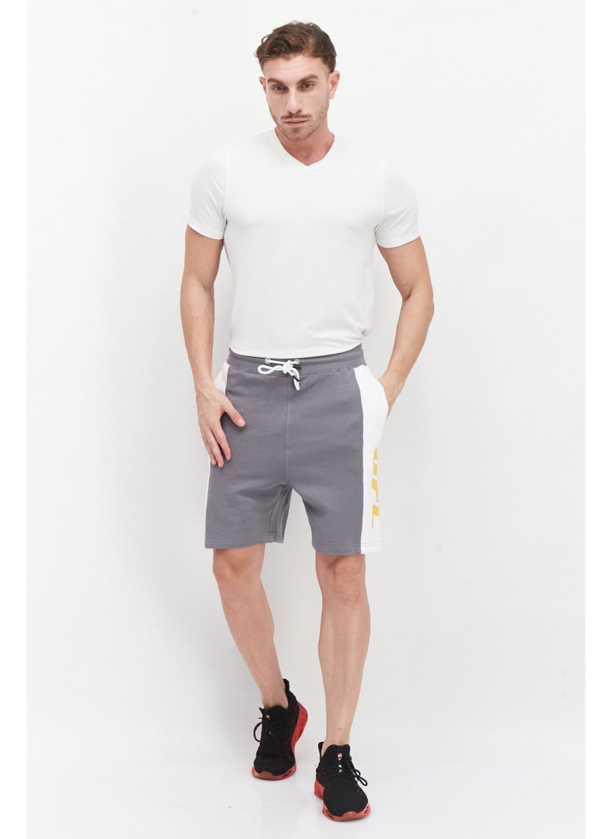 Men Sportswear Fit Drawstring Short, Grey/White