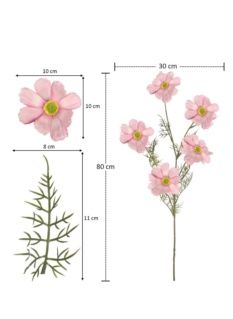 Yatai Artificial Silk Cosmos Flowers for Vase Filling Decorationd and other Flower Arrangements 2 pcs | Cosmos Flowers for Decorations (l-pink)