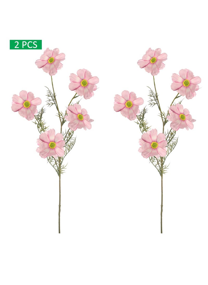 Yatai Artificial Silk Cosmos Flowers for Vase Filling Decorationd and other Flower Arrangements 2 pcs | Cosmos Flowers for Decorations (l-pink)