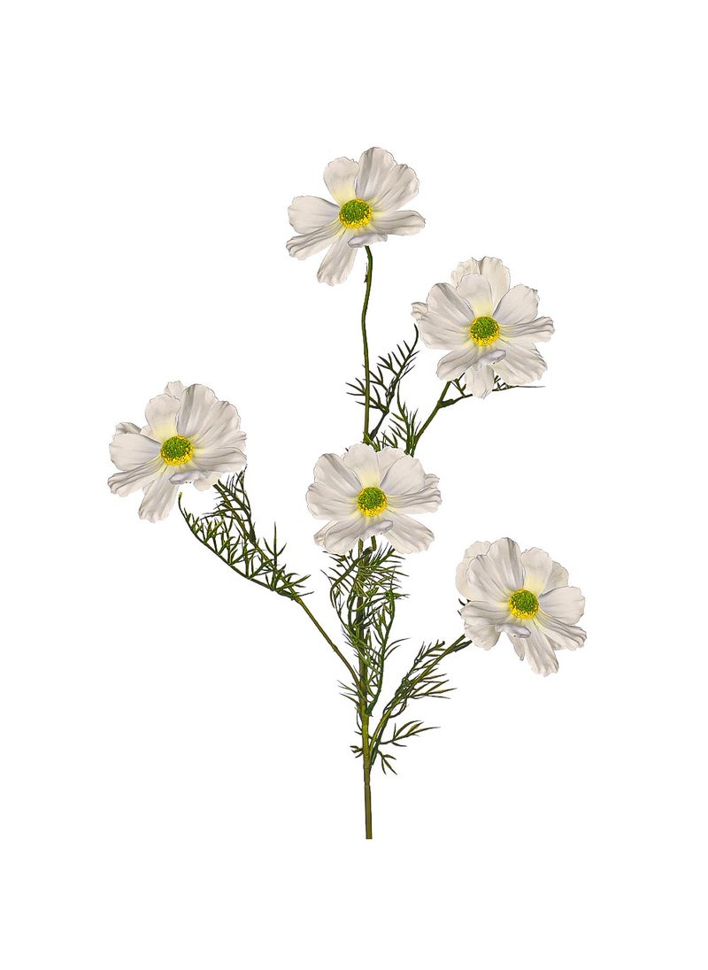 Yatai Artificial Silk Cosmos Flowers for Vase Filling Decorationd and other Flower Arrangements 2 pcs | Cosmos Flowers for Decorations (white)