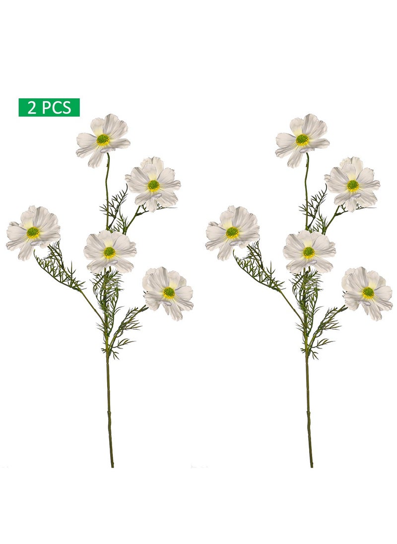 Yatai Artificial Silk Cosmos Flowers for Vase Filling Decorationd and other Flower Arrangements 2 pcs | Cosmos Flowers for Decorations (white)