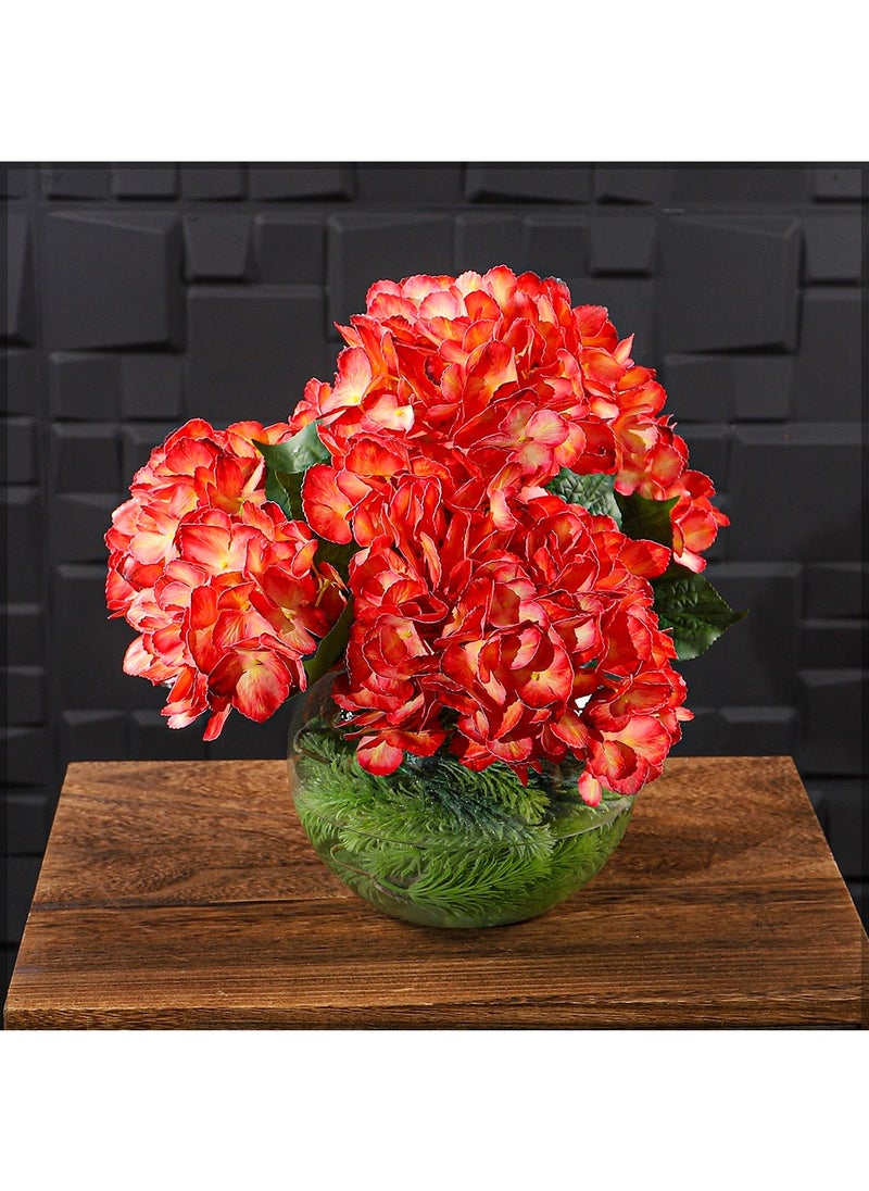 Yatai Real Touch Hydrangea Flower for Vase filling and Home Office Decorations | Artificial Hydrangea Flowers with Optional Colors (Rose-Red)