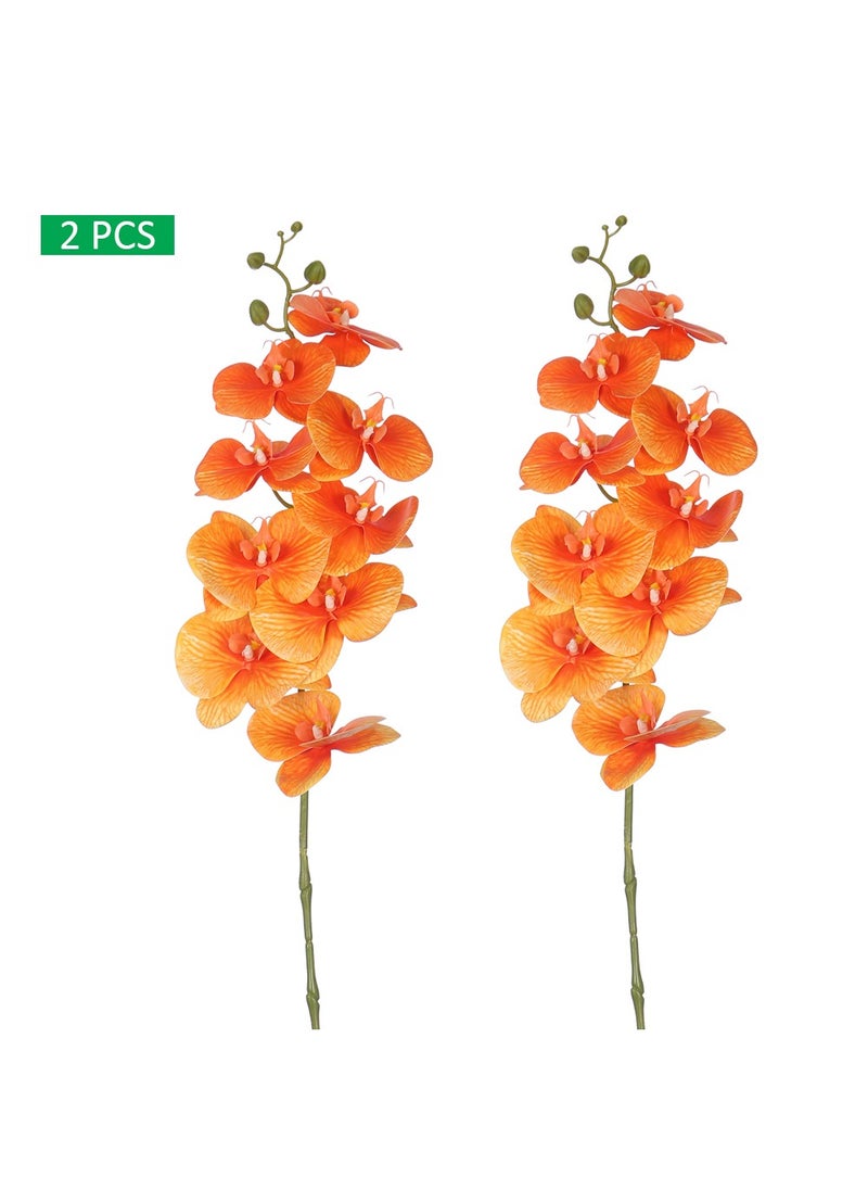 Yatai Orchid Flower Arrangement with Vase | Full Set of Flower | Decorative Orchid Flowers for Home Office Party | Orchid Flower Set (Orange)