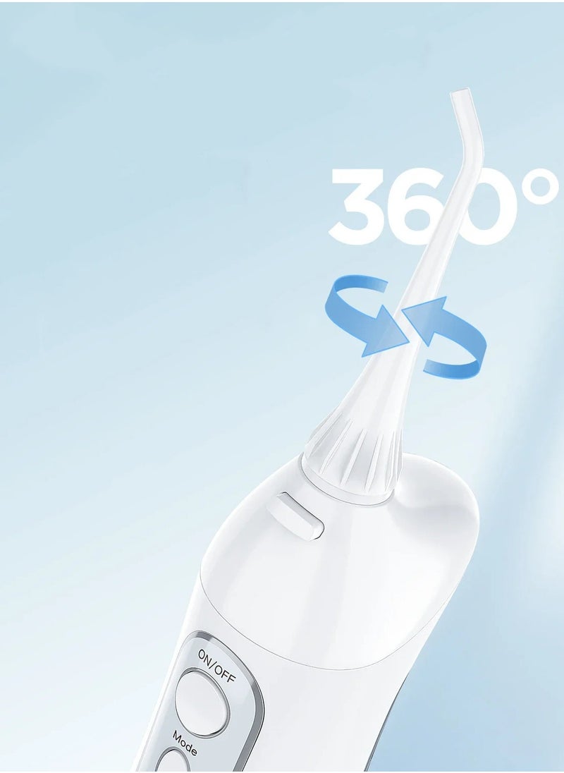 Dental Water Flosser Cordless 300ml Portable Oral Irrigator with 7 Nozzles - White
