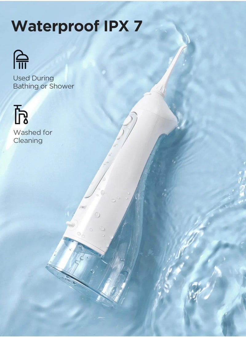Dental Water Flosser Cordless 300ml Portable Oral Irrigator with 7 Nozzles - White