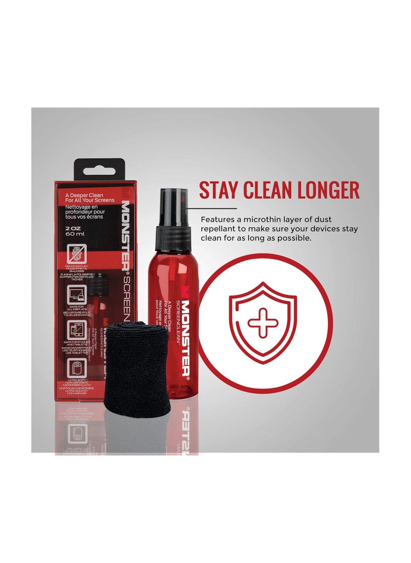 Monster Nettoyant Ecran Kit with Microfiber Cloth, 60ml