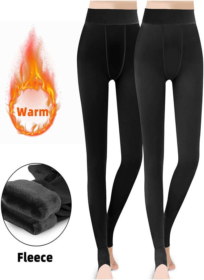 Women's Fleece Lined Leggings Thermal Thick Stretchy Leggings High Waisted Plush Warm Pants Trousers for Ladies