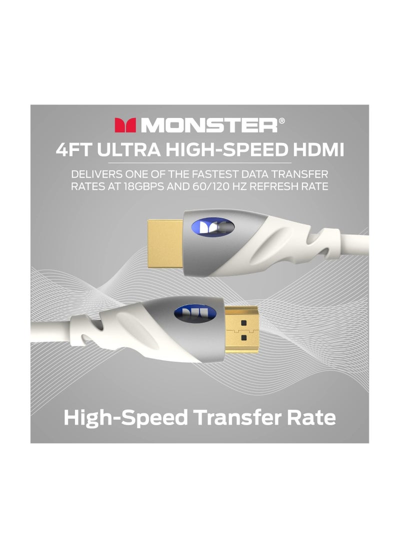 Monster 122946-00 Monster Essentials Ultra HD 4K HDMI Cable 4ft - (Pack of1)