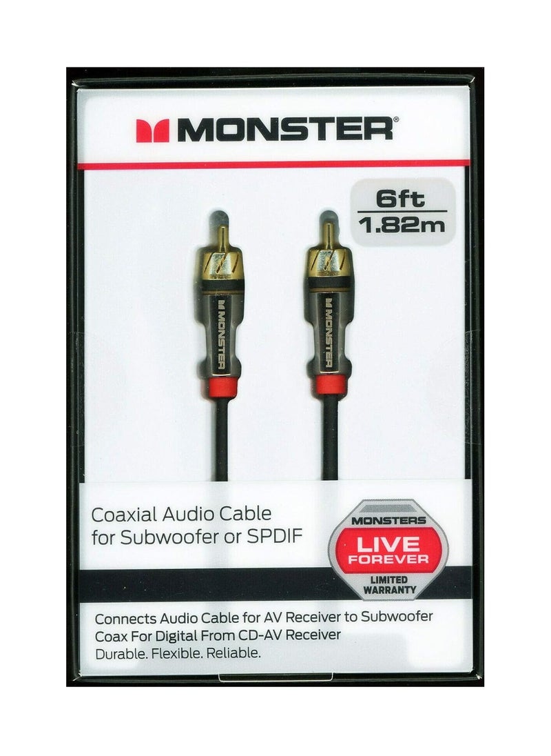 Monster 6-FT 1.82 M Coaxial Audio Cable for Subwoofer