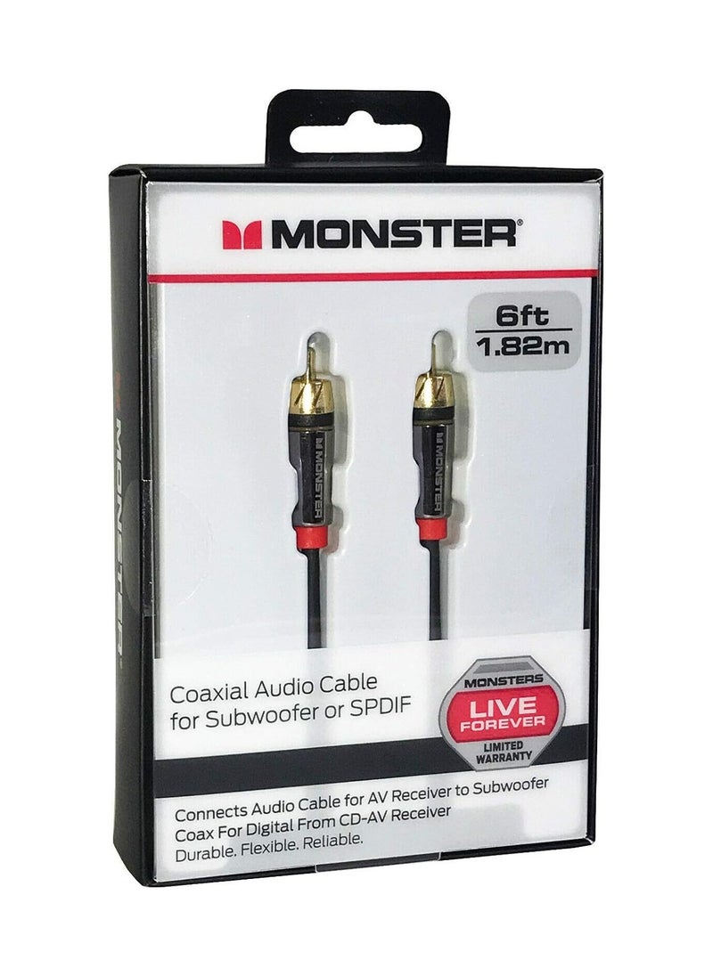 Monster 6-FT 1.82 M Coaxial Audio Cable for Subwoofer