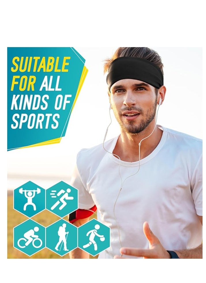 Sports Headbands for Men (4 Pack) – Moisture-Wicking Workout Headbands, Sweatbands for Running, Cycling, Football, Yoga, and Unisex Hairbands.