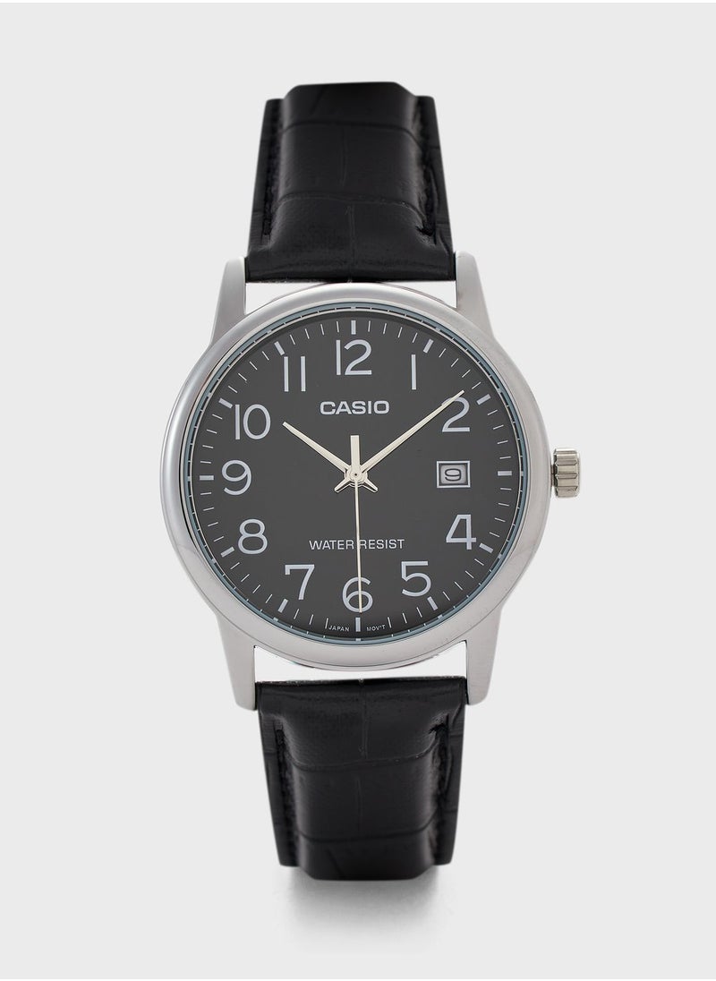 Leather Strap Analog Watch