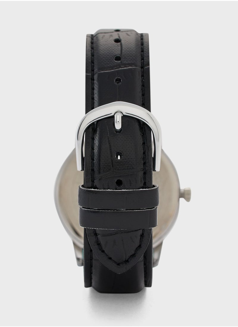 Leather Strap Analog Watch