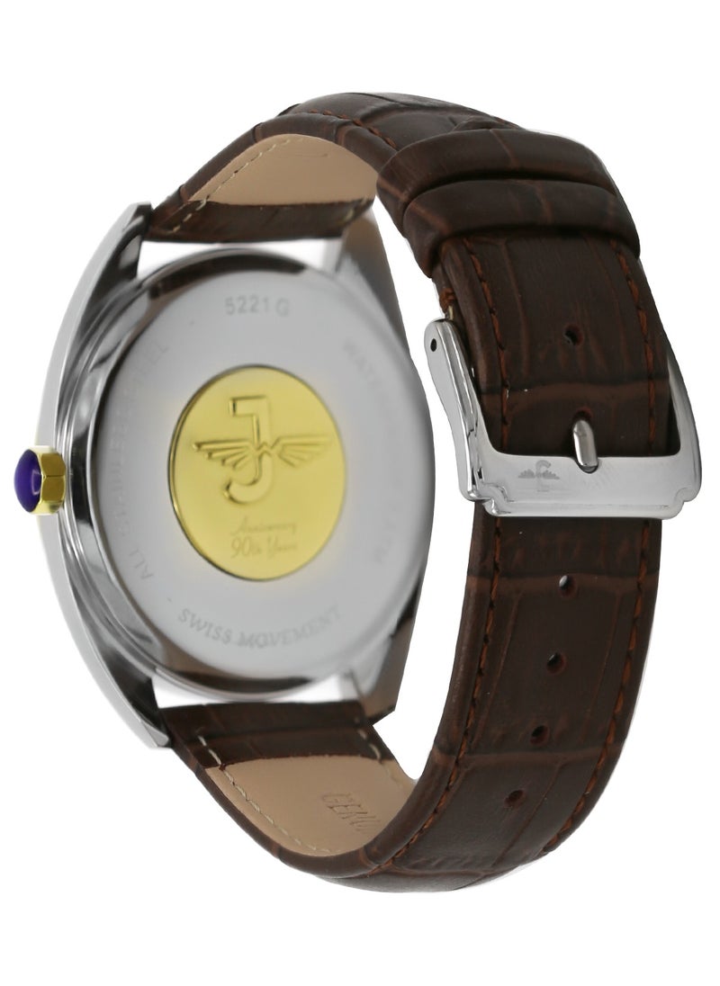 JOVIAL 5221GSLQ98E Men's  Fashion, Analog ,Leather Strap Watch,42mm, Purble Dial