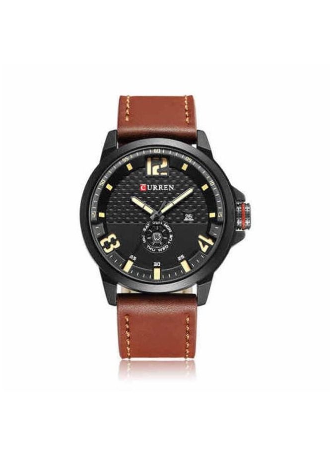 CURREN 8253 Men Japan Quartz Analog Watch Fashion Casual Leather Strap Week Display Business Wrist Watch