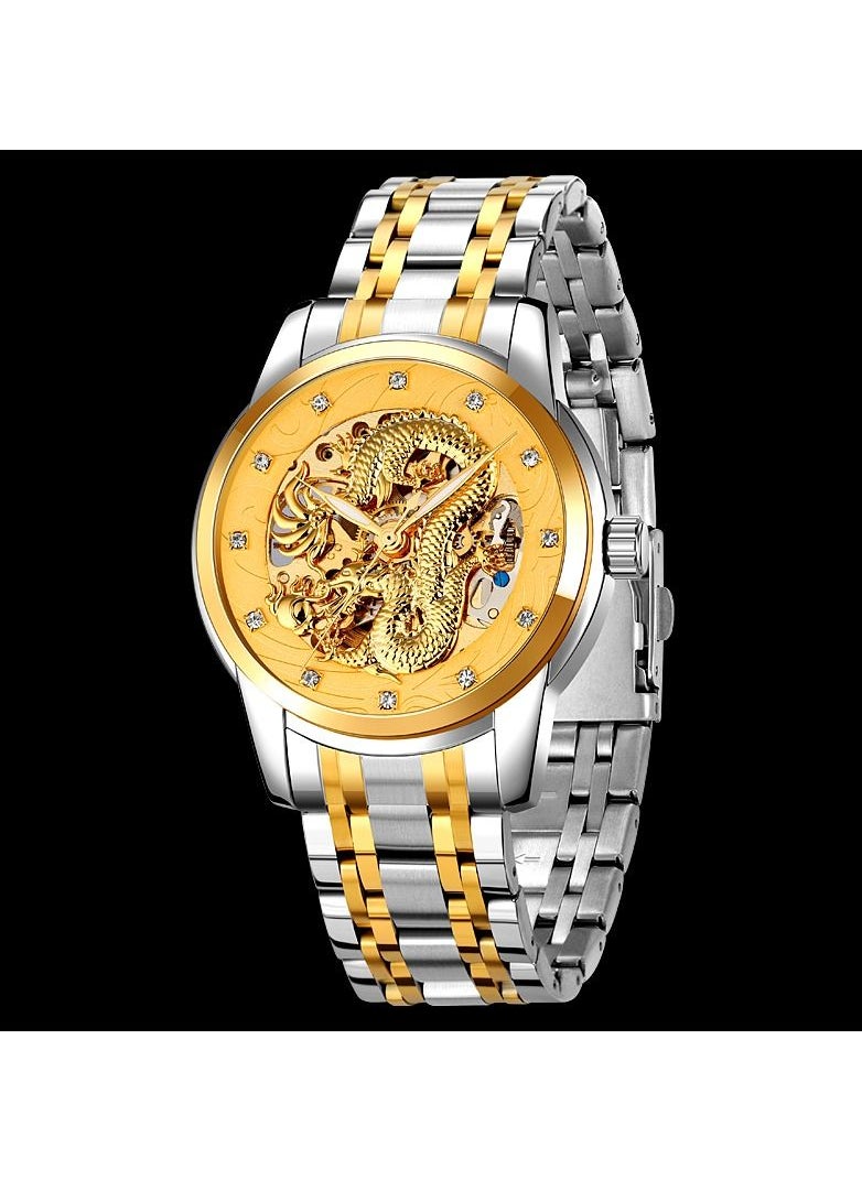 SKMEI Automatic Watch Man Luxury Stainless Steel Quartz Mechanical Men's Watches Fashion Sport Waterproof Original Dragon Clock 9310