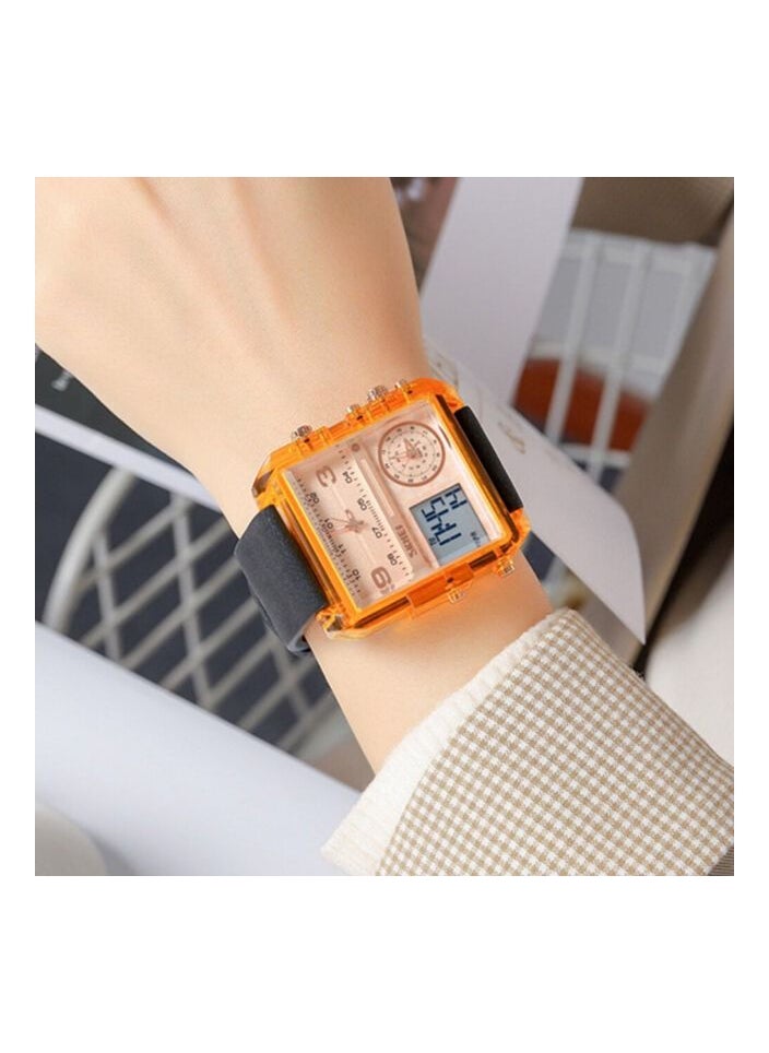 SKMEI 2021 Transparent Case Square Watch w/ Three Dials