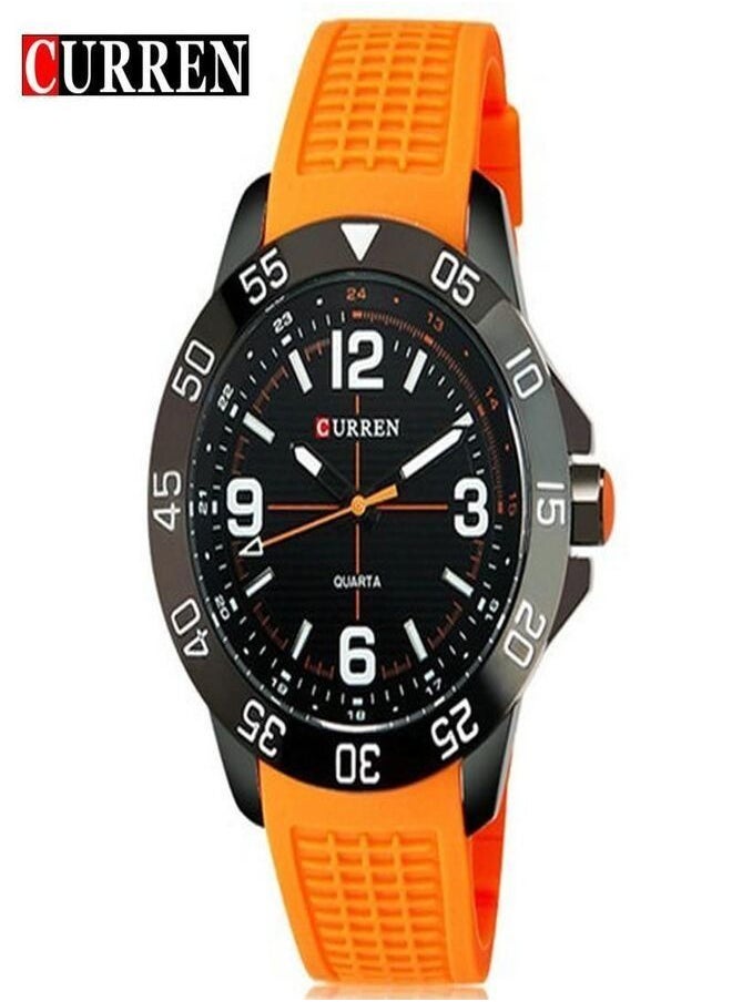 Men's 8181 Silicone Analog Wrist Watch  - (Orange/Black)