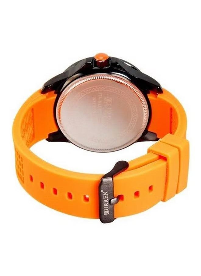 Men's 8181 Silicone Analog Wrist Watch  - (Orange/Black)