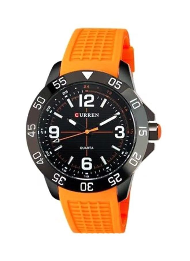 Men's 8181 Silicone Analog Wrist Watch  - (Orange/Black)