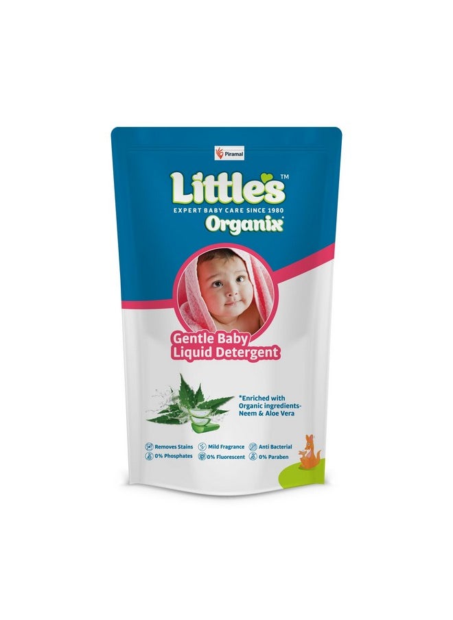 Organix Gentle Baby Detergent Liquid For Clothes | 1000 Ml X Refill | Anti-Bacterial Liquid Detergent For Baby Clothes Enriched With Aloe Vera & Neem Extracts | Free From Brighteners & Bleach