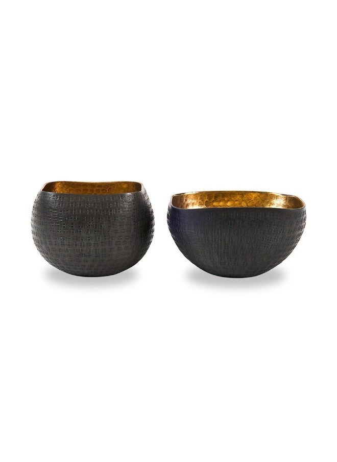 Plato 5- Pieces Candle Holder Set, Black And Gold